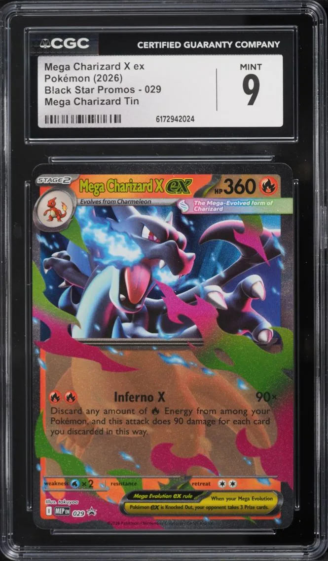 2026 Pokemon Mega Evolution Black Star Promo Tin Mega Charizard X EX #29 CGC 9 MINT