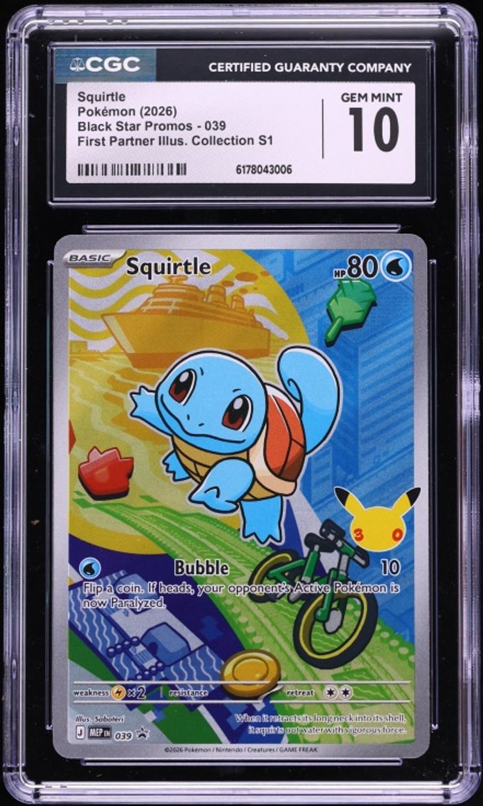 2026 Pokemon Mega Evolution Promo First Partner Illustration Full Art Squirtle #39 CGC 10 GEM