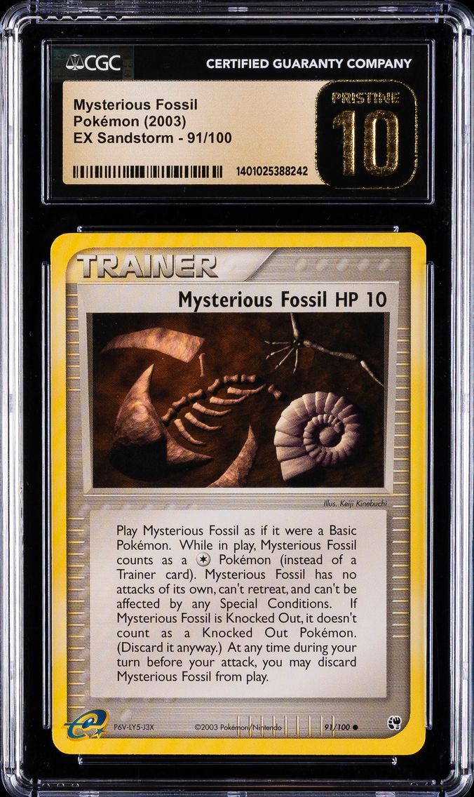 2003 #91 Mysterious Fossil CGC 10 Pristine EX Sandstorm (2003 Copyright, w/ "e" Symbol) - English Pokemon