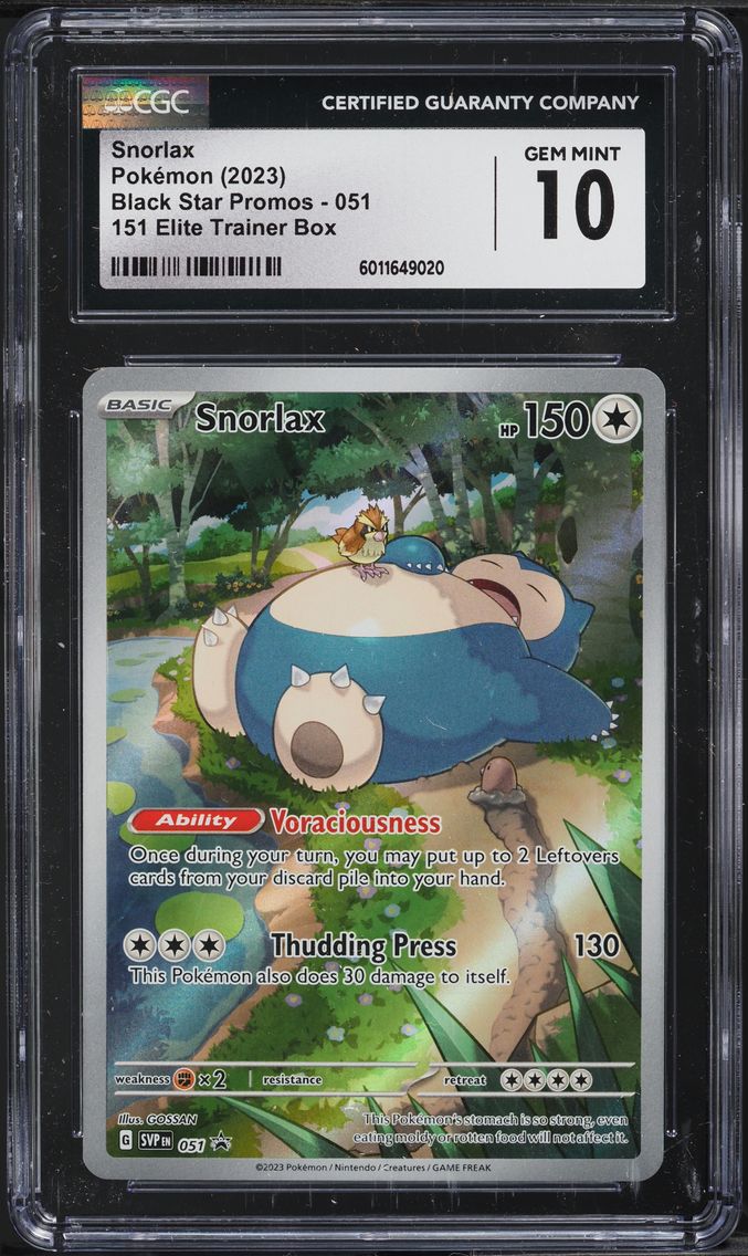 2023 #51 SV 151 BLACK STAR PROMO ETB SNORLAX CGC 10 POKEMON