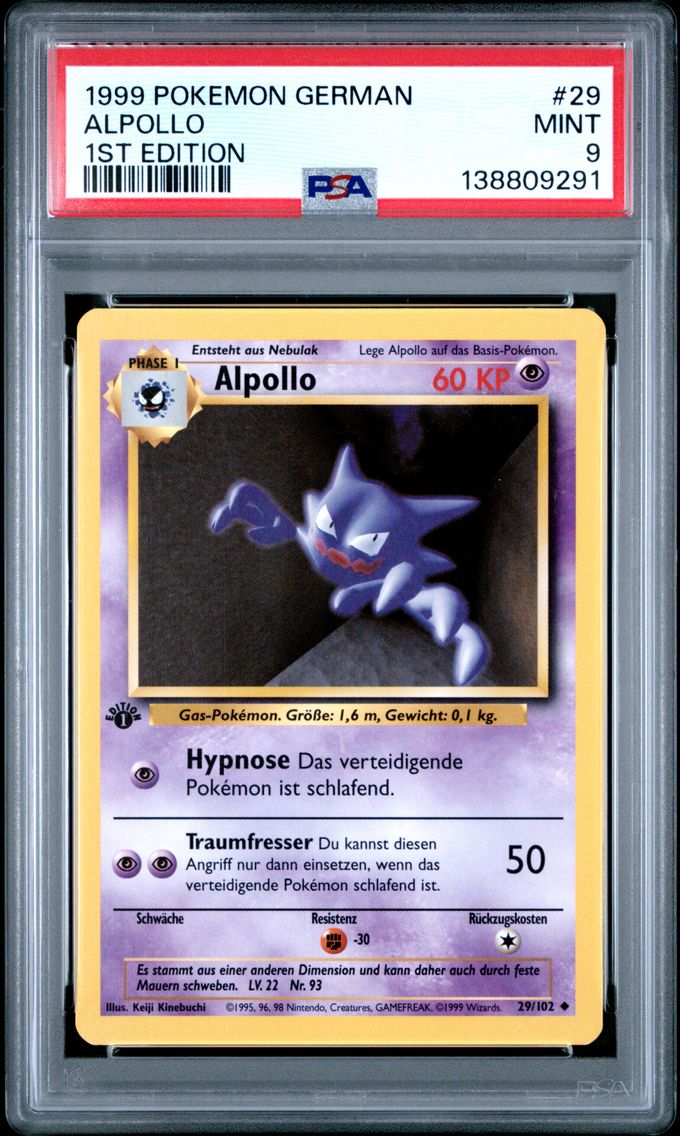 1999 #29 Alpollo 1st Edition PSA 9 German Pokemon