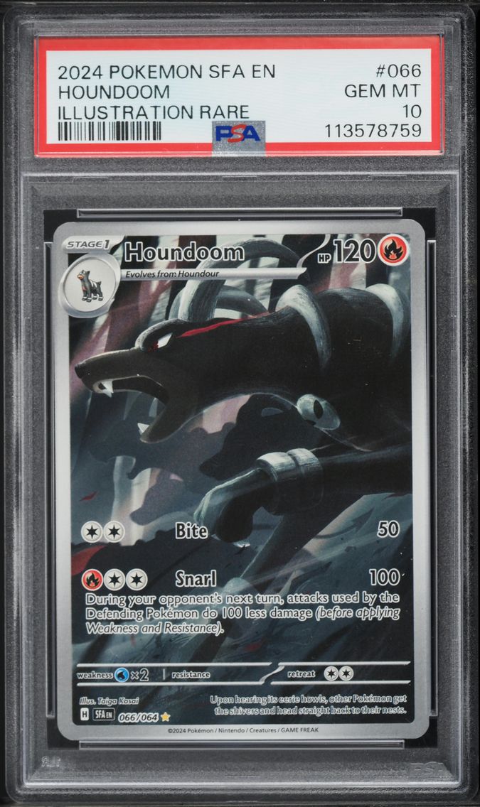 2024 #066 Houndoom PSA 10 Sfa EN-Shrouded Fable Pokemon