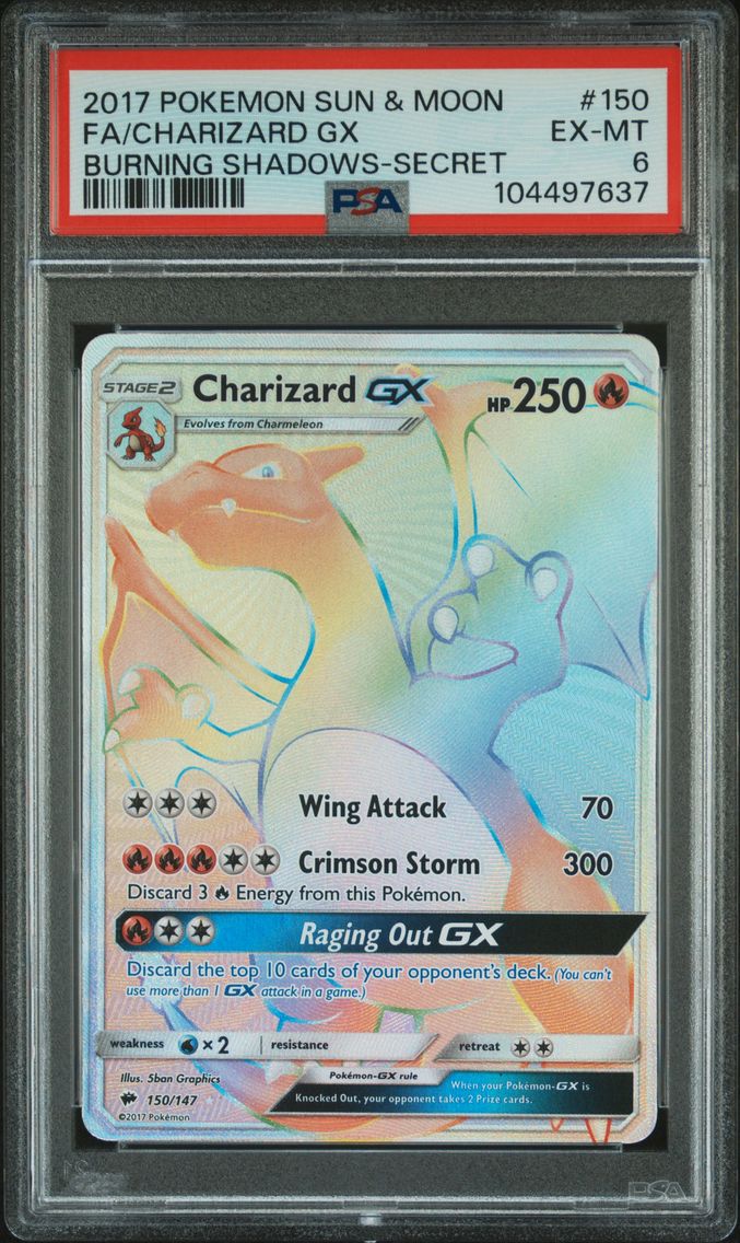 2017 #150 FULL ART/CHARIZARD GX PSA 6 POKEMON SUN & MOON BURNING SHADOWS | SECRET