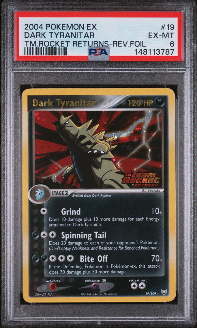 2004 #19 Dark Tyranitar-Reverse Foil PSA 6 EX Team Rocket Returns Pokemon