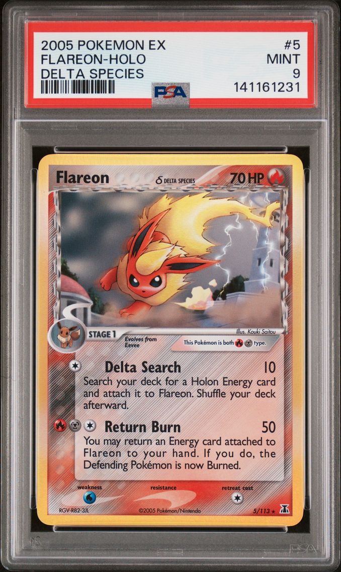 2005 #5 Flareon-Holo PSA 9 EX Delta Species