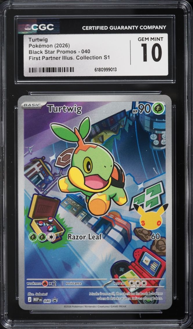 2026 #40 Turtwig CGC 10 Pokemon Mega Evolution Promo First Partner Illustration Full Art