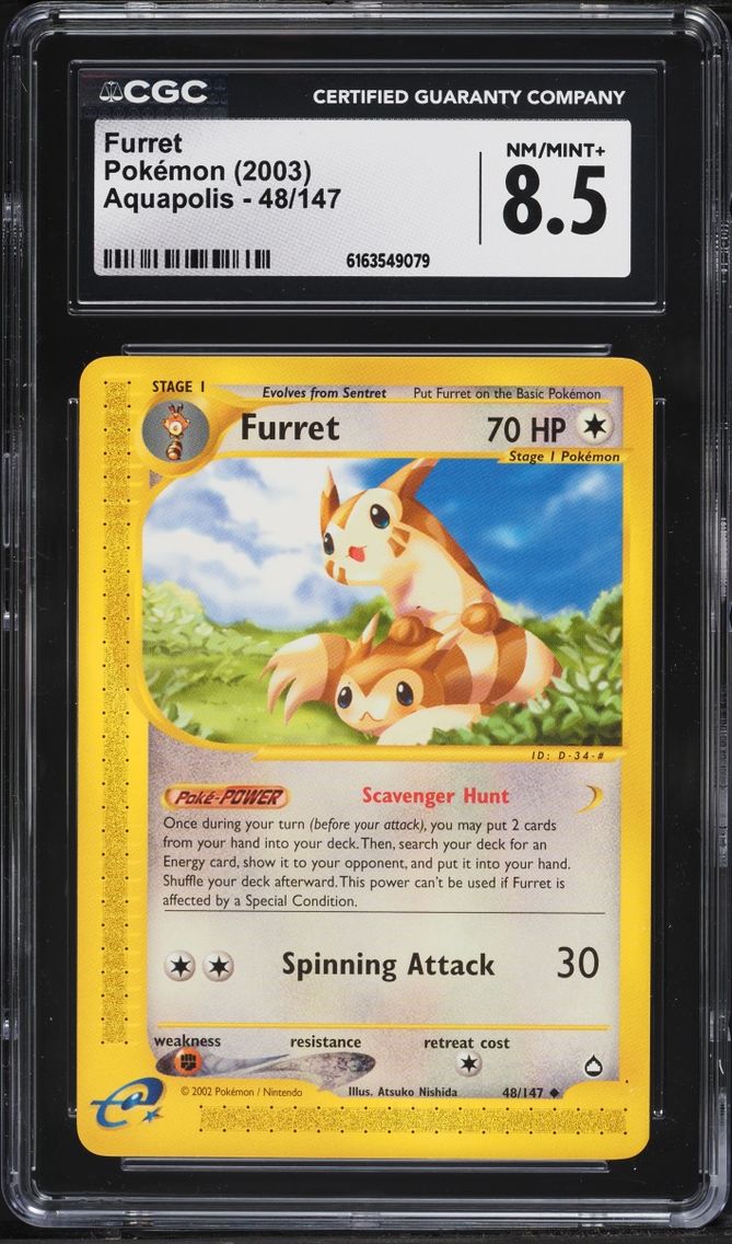 2003 Pokemon Aquapolis Furret #48 CGC 8.5 NM-MT+