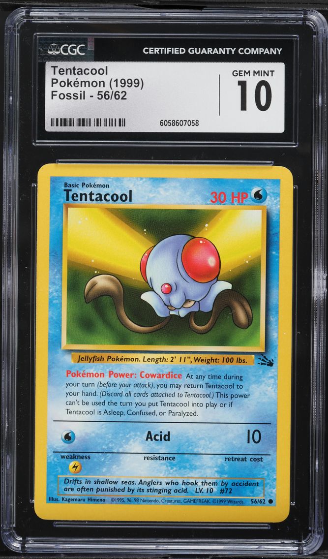 1999 #56 Tentacool CGC 10 Fossil Pokemon