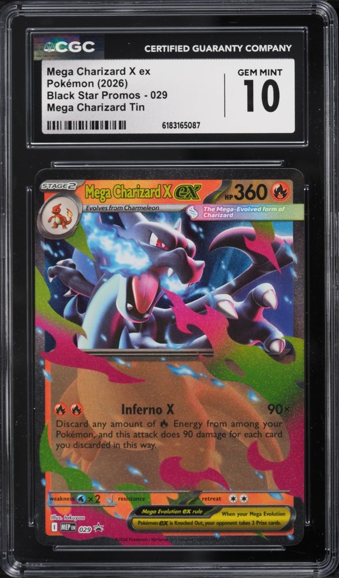 2026 Pokemon Mega Evolution Promo Tin Mega Charizard X ex #29 CGC 10 GEM MINT