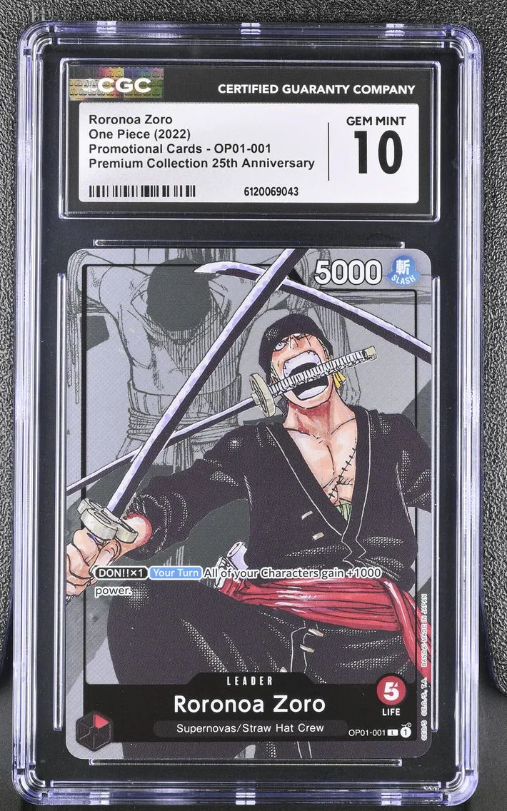 2022 #OP01-001 Roronoa Zoro CGC 10 Premium Collection 25th Anniversary - English