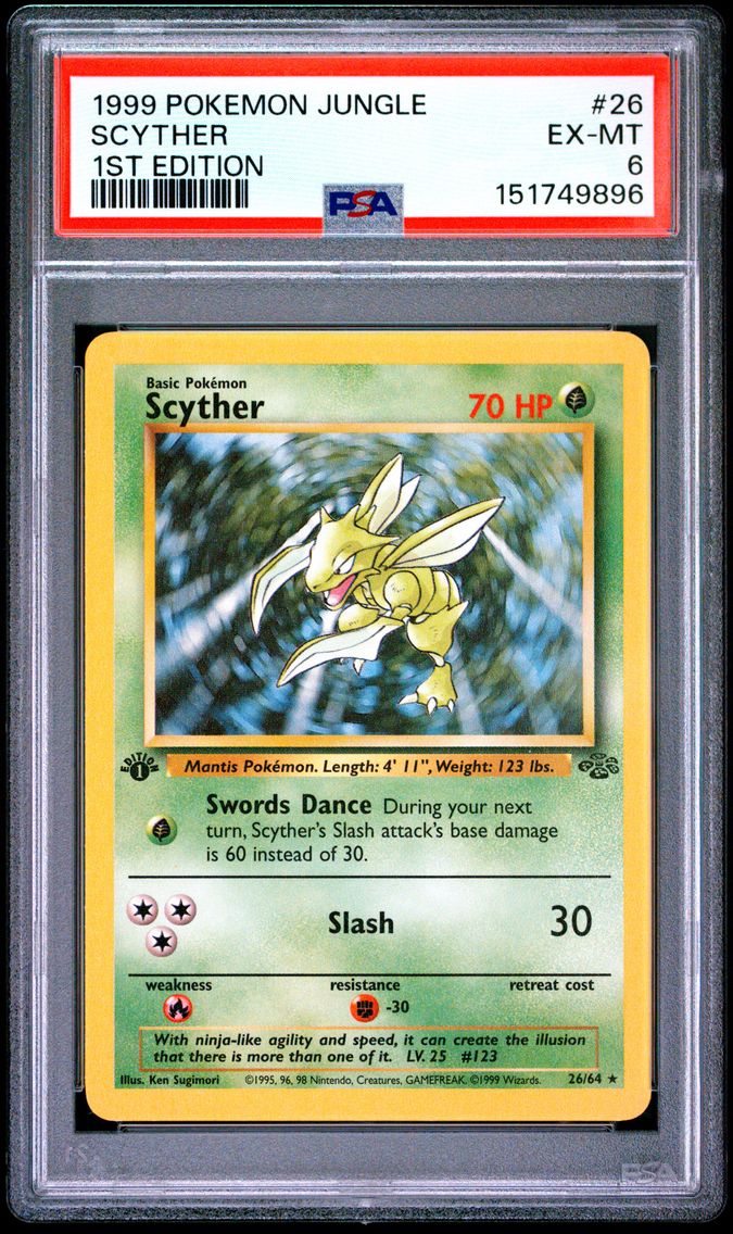 1999 #26 Scyther 1st Edition PSA 6 Jungle