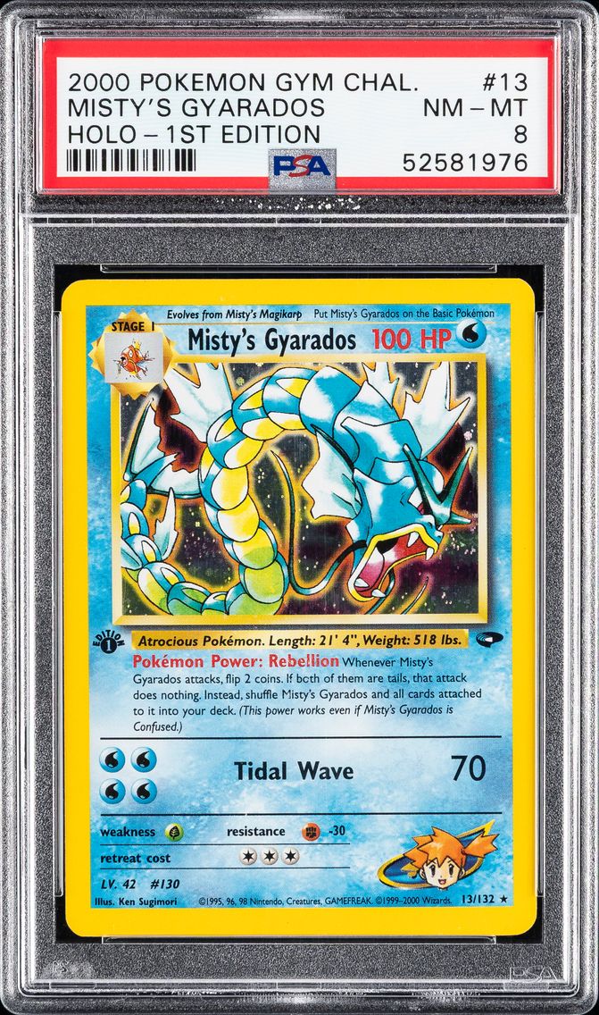 2000 #13 Misty's Gyarados Holo-1st Edition PSA 8 Gym Challenge Pokemon
