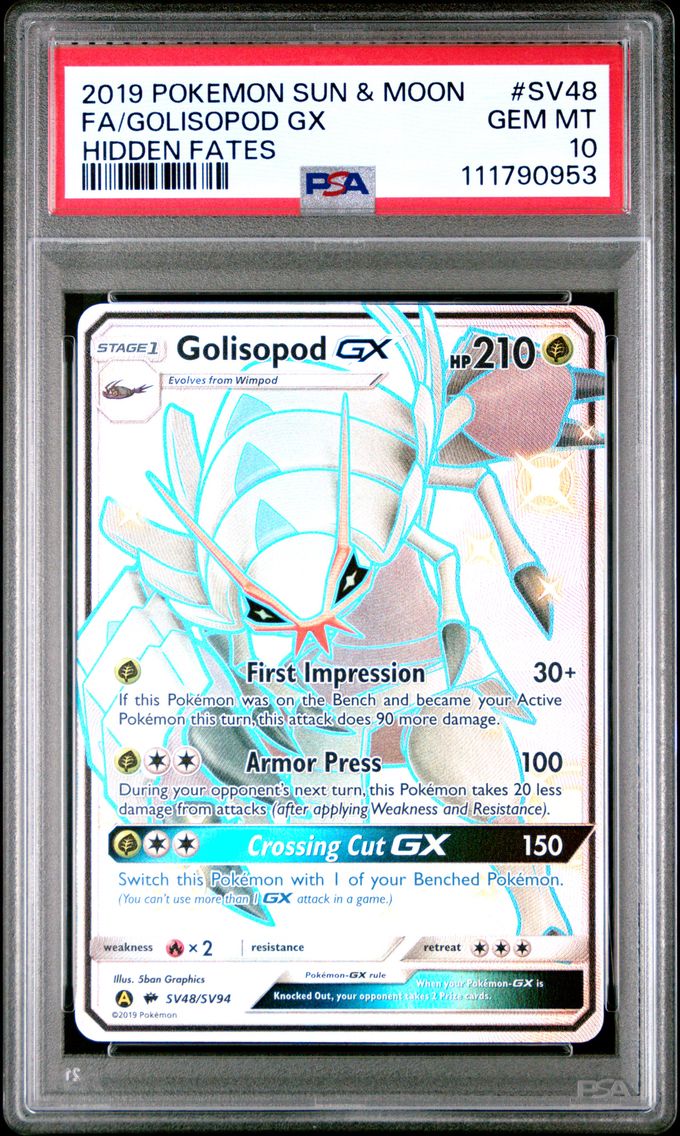2019 #SV48 Full Art/Golisopod GX PSA 10 Sun & Moon Hidden Fates Pokemon