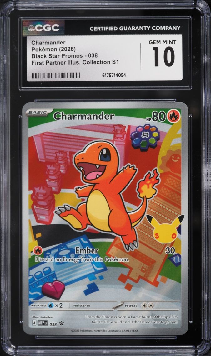 2026 Pokemon Mega Evolution Promo First Partner Illustration Full Art Charmander #38 CGC 10 GEM