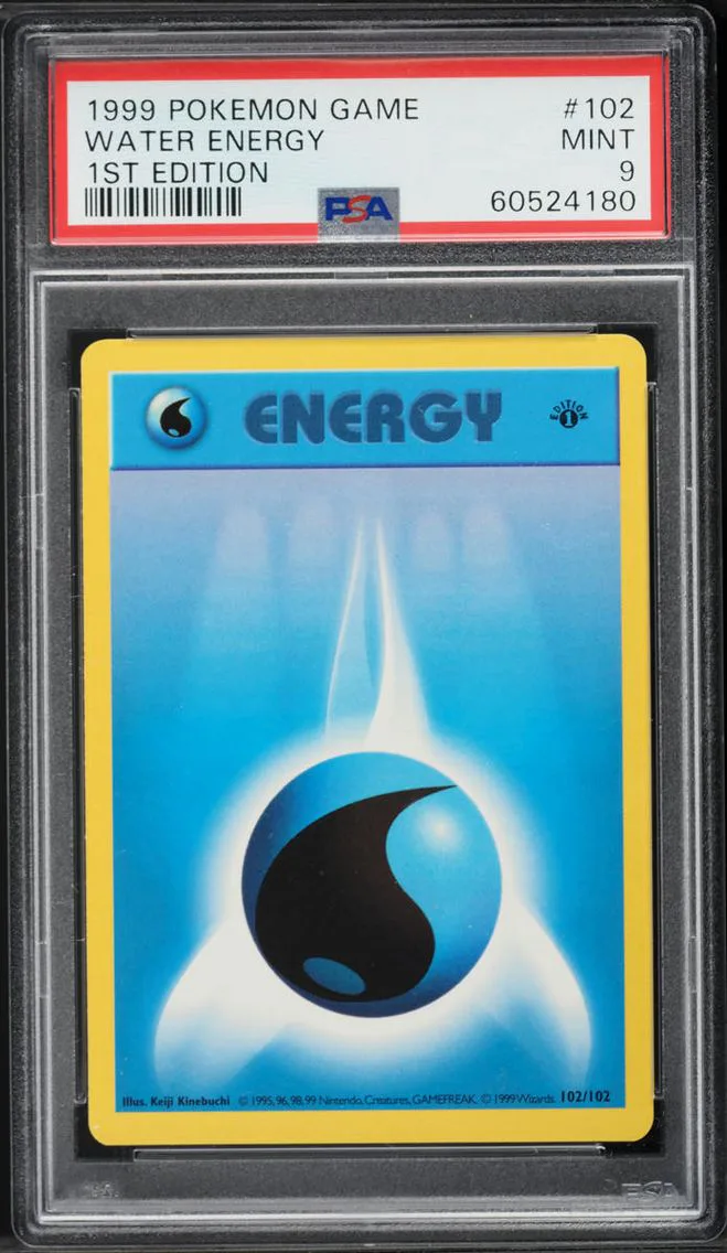 1999 #102 Water Energy PSA 9 Pokemon Base Set Shadowless 1st Edition