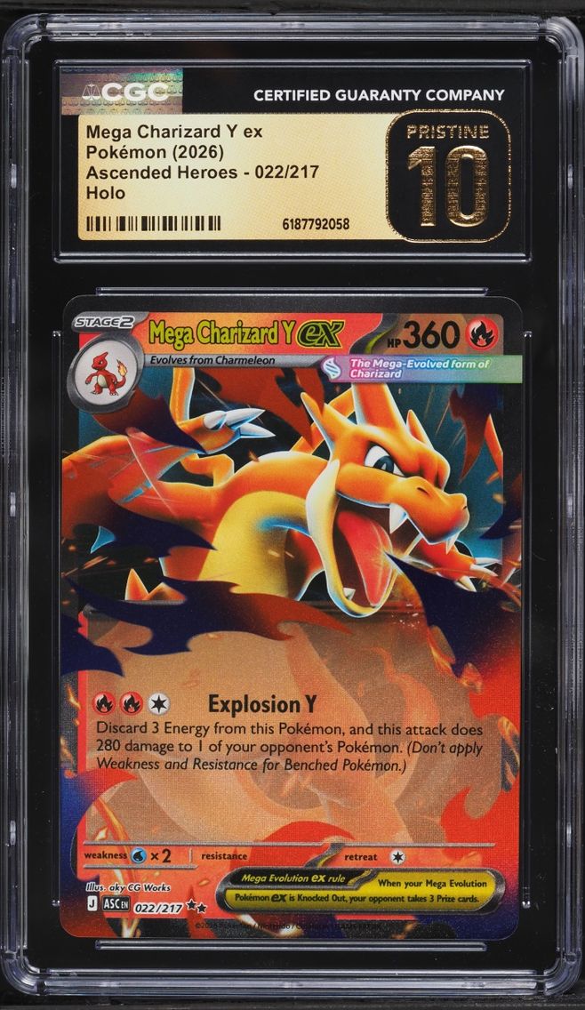 2026 #22 Mega Charizard Y EX CGC 10 Pokemon Mega Evolution Ascended Heroes Holo