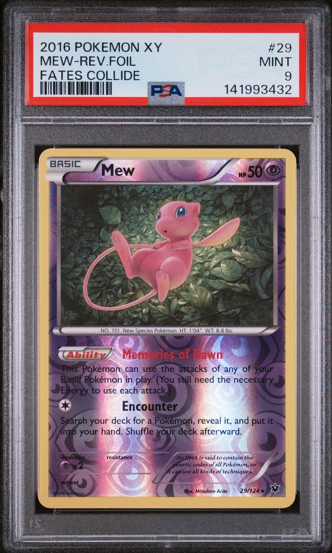 2016 #29 Mew-Reverse Foil PSA 9 XY Fates Collide Pokemon