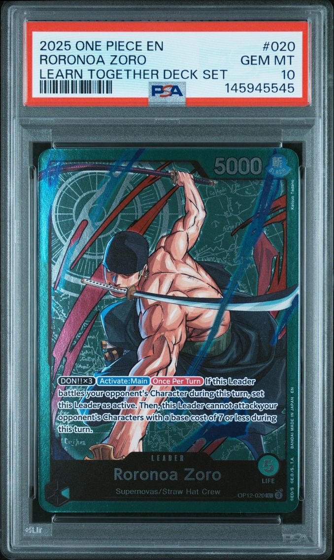 2025 #020 Roronoa Zoro PSA 10 One Piece Learn Together Deck Set