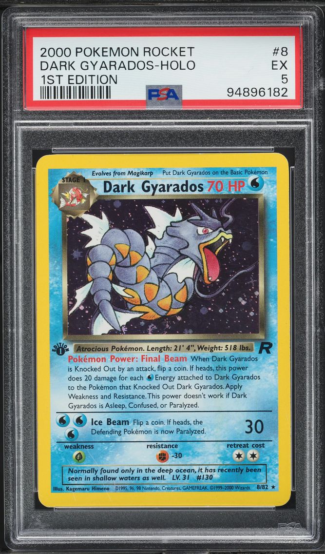 2000 #8 ROCKET 1ST EDITION HOLO DARK GYARADOS PSA 5 POKEMON