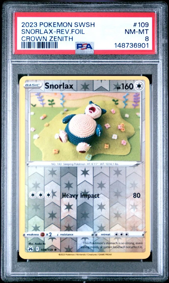 2023 #109 Snorlax-Reverse Foil PSA 8 Sword and Shield Crown Zenith Pokemon