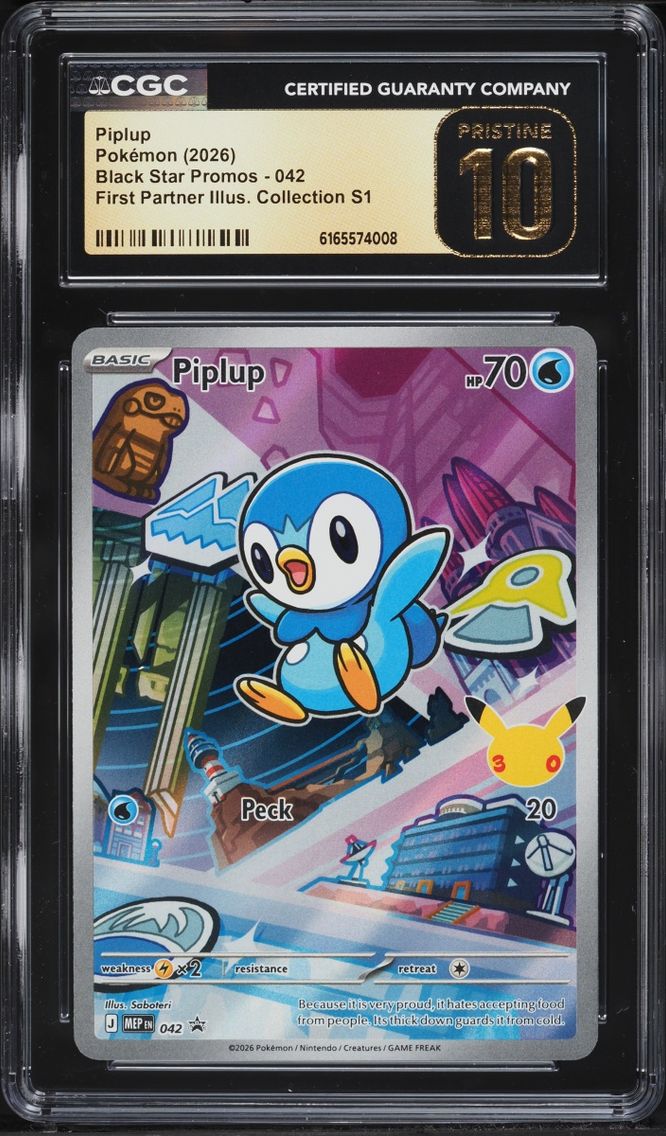 2026 Pokemon Mega Evolution Promo First Partner Illustration S1 Full Art Piplup #42 CGC 10
