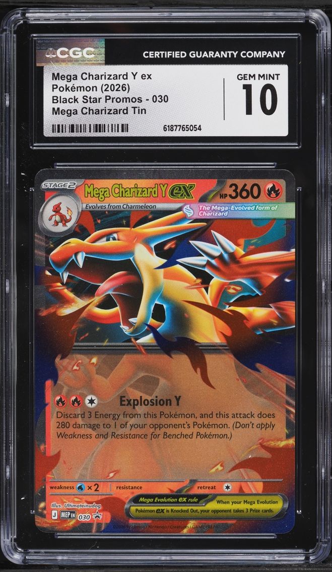 2026 #30 Mega Charizard Y Ex CGC 10 Pokemon Mega Evolution Black Star Promo Tin