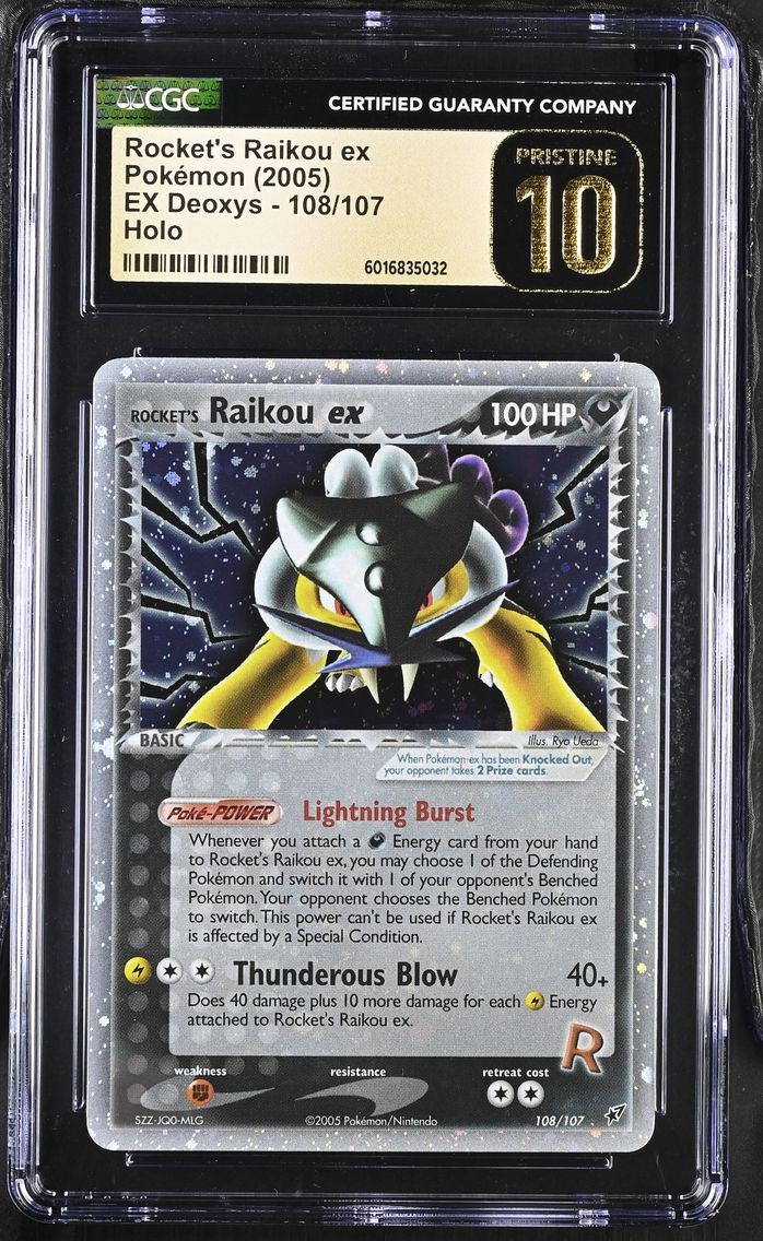 2005 #108 Rocket's Raikou ex CGC 10 Pristine EX Deoxys - English