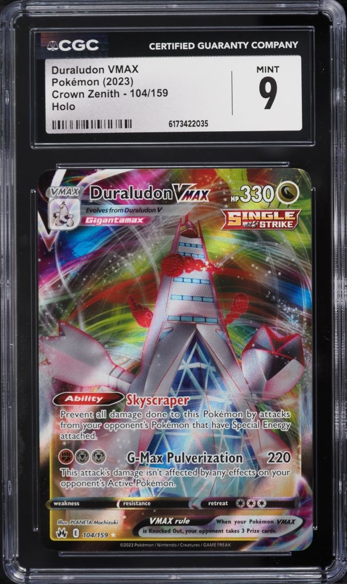 2023 Pokemon Sword & Shield Crown Zenith Full Art Duraludon VMAX #104 CGC 9 MINT