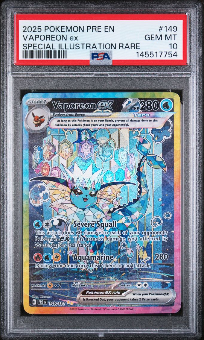 2025 #149 Vaporeon EX PSA 10 Pre EN-Prismatic Evolutions