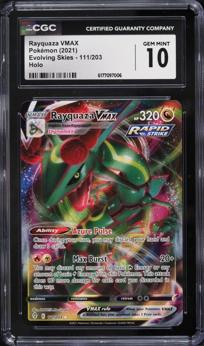 2021 #111 Rayquaza VMAX CGC 10 Pokemon Sword & Shield Evolving Skies Full Art