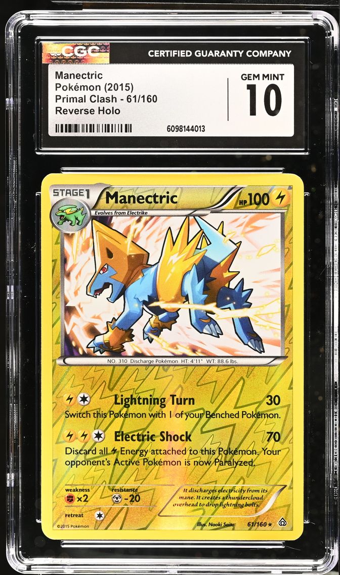 2015 #61 Manectric Reverse Holo CGC 10 Primal Clash - English