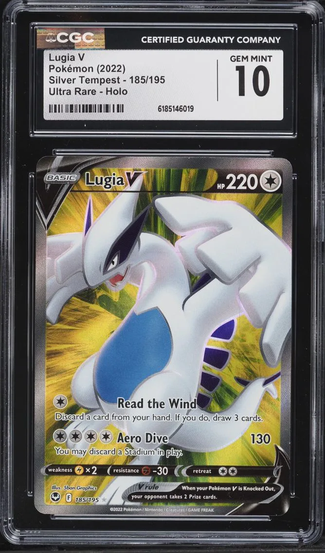 2022 #185 Lugia V CGC 10 Pokemon Sword & Shield Silver Tempest Full Art