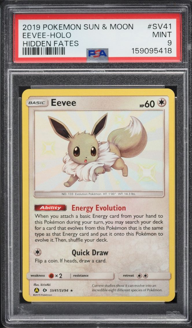 2019 Pokemon Sun & Moon Hidden Fates Shiny Eevee #SV41 PSA 9 MINT