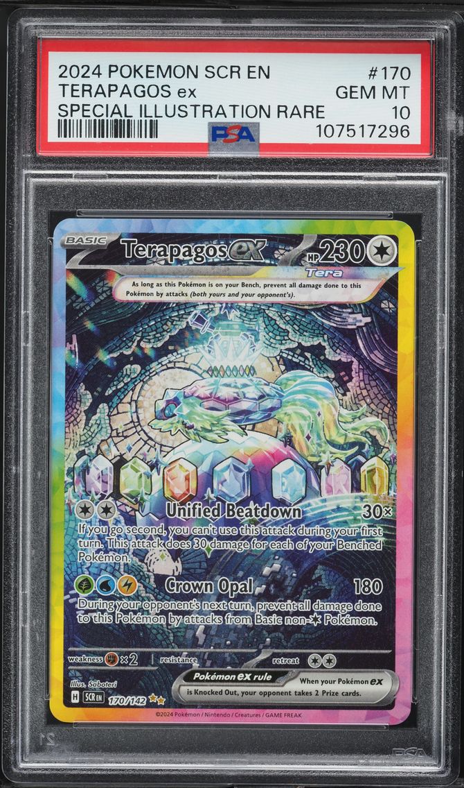 2024 #170 Terapagos EX PSA 10 Scr EN-Stellar Crown Pokemon