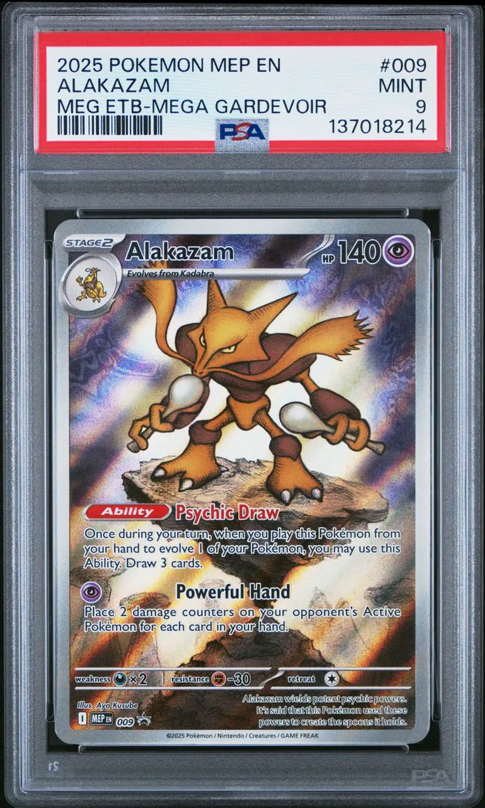2025 #009 Alakazam PSA 9 Mep EN-Me Black Star Promo