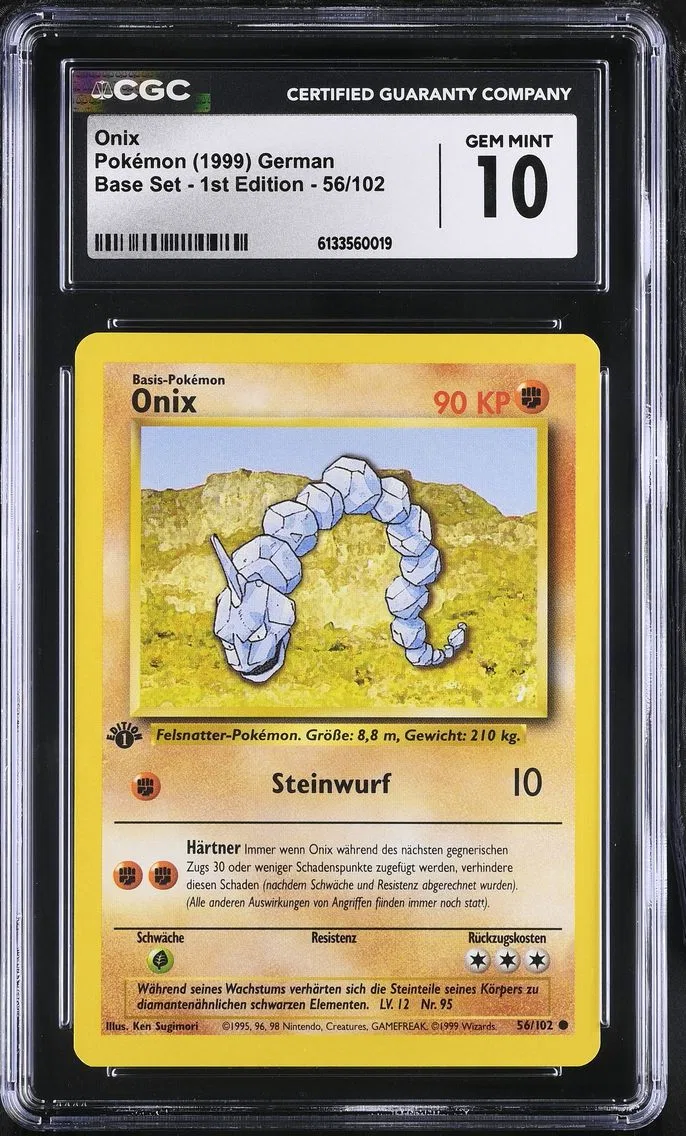 1999 #56 Onix CGC 10 Base Set - 1st Edition - German