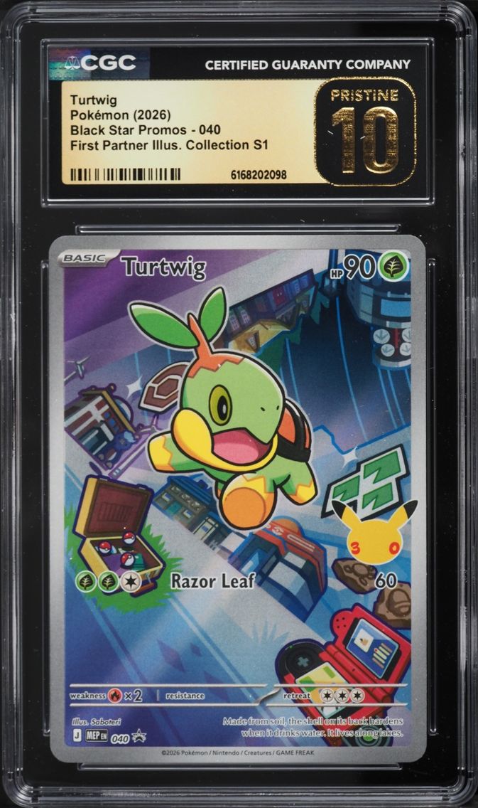 2026 Pokemon Mega Promo First Partner Illustration Full Art Turtwig #40 CGC 10 PRISTINE