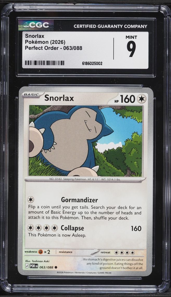 2026 #63 Snorlax CGC 9 Pokemon Mega Evolution Perfect Order