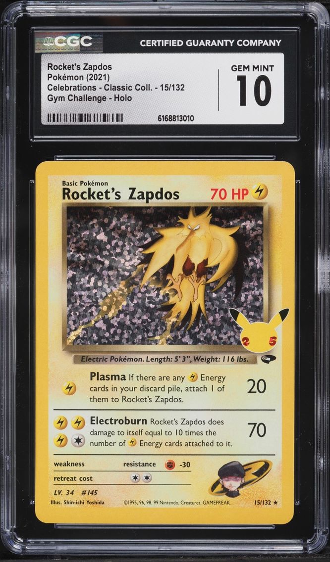 2021 Pokemon Sword & Shield Celebrations Classic Holo Rocket's Zapdos #15 CGC 10 GEM MINT