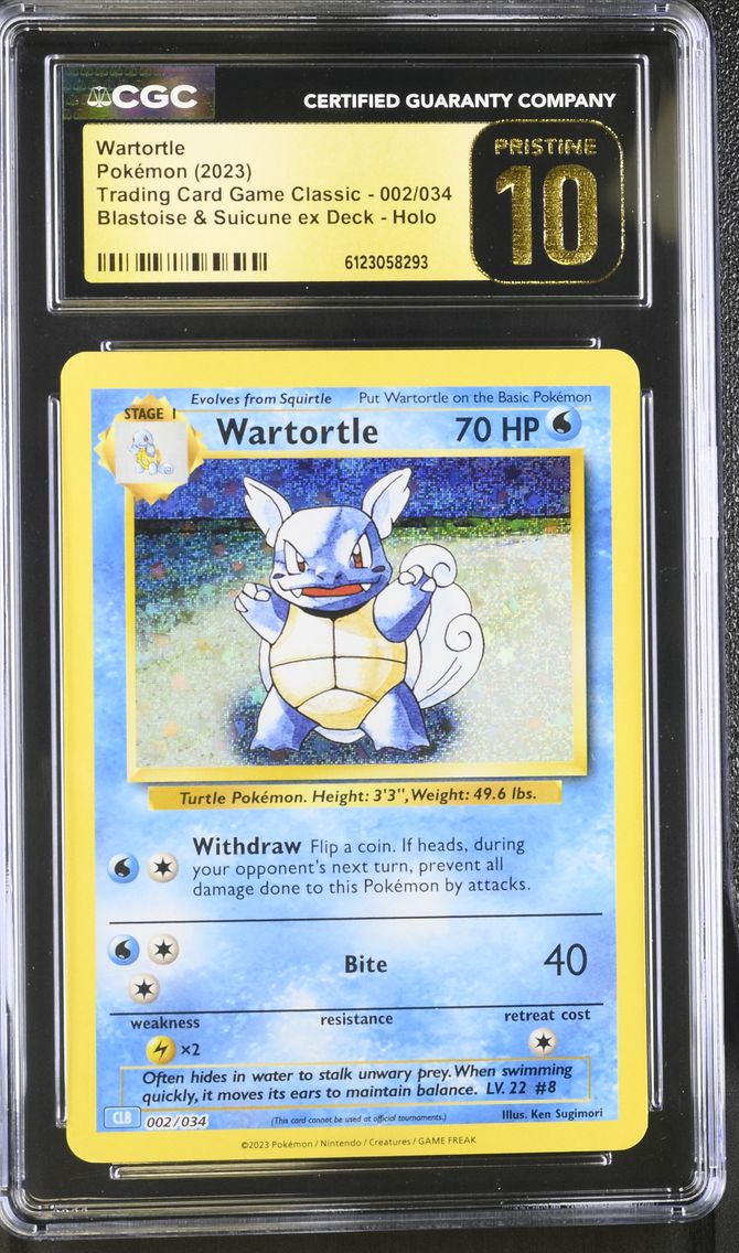 2023 #002 Wartortle CGC 10 Pristine Trading Card Game Classic - CLV, CLC, CLB - English