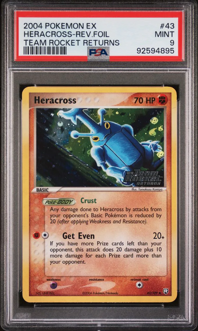 2004 #43 Heracross-Reverse Foil PSA 9 EX Team Rocket Returns Pokemon