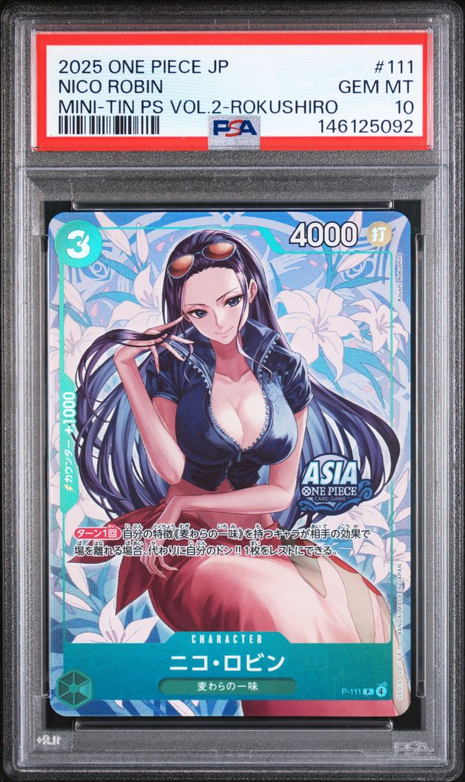 2025 #111 Nico Robin PSA 10 One Piece Japanese Mini-Tin Pack Set Vol.2