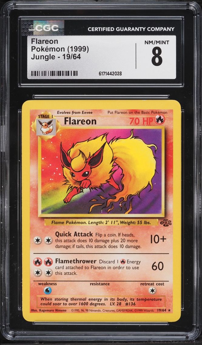 1999 Pokemon Jungle Flareon #19 CGC 8 NM-MT