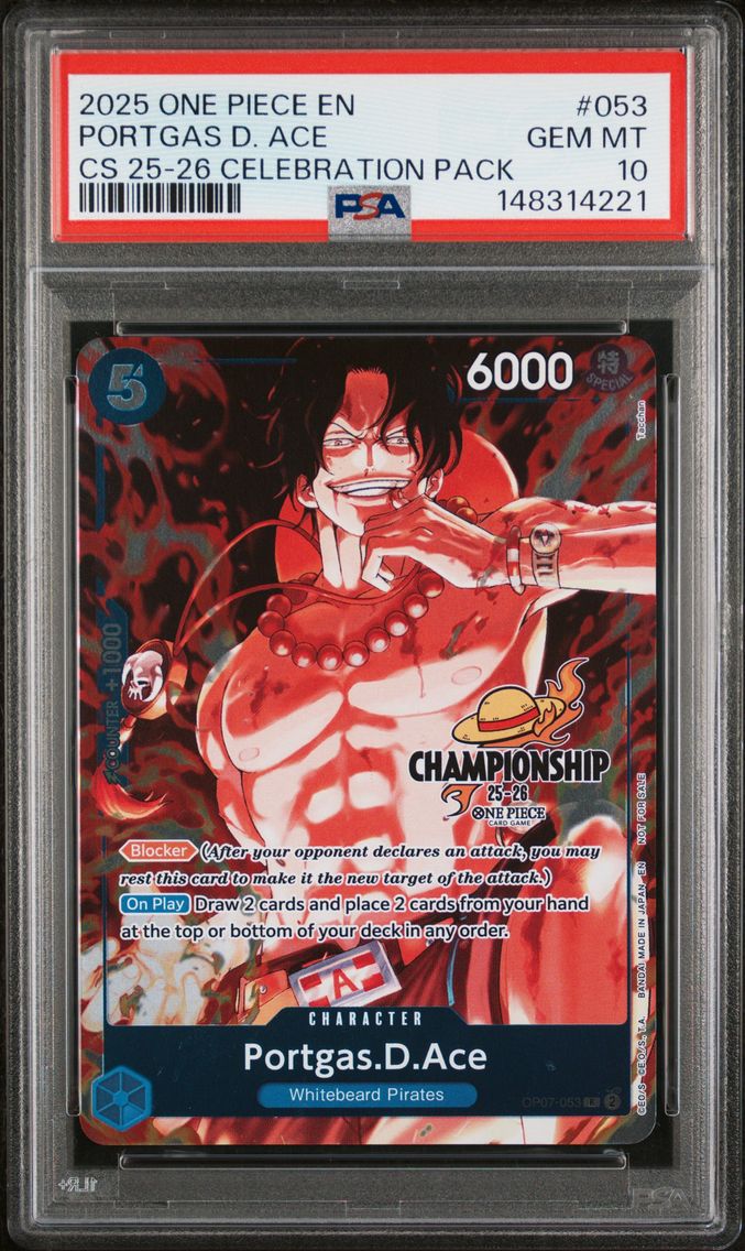 2025 #053 Portgas D. Ace PSA 10 One Piece Championship 2025-26 Celebration Pack