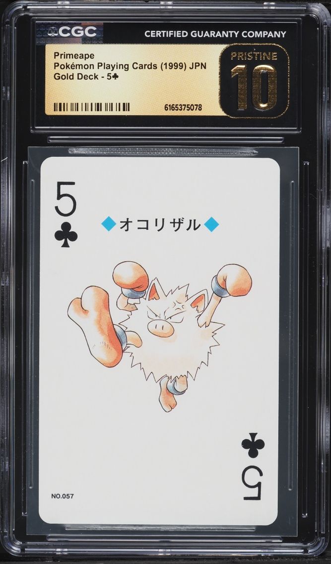 1999 Pokemon Japanese Gold Poker Set Nintendo Playing Cards Primeape CGC 10 PRISTINE