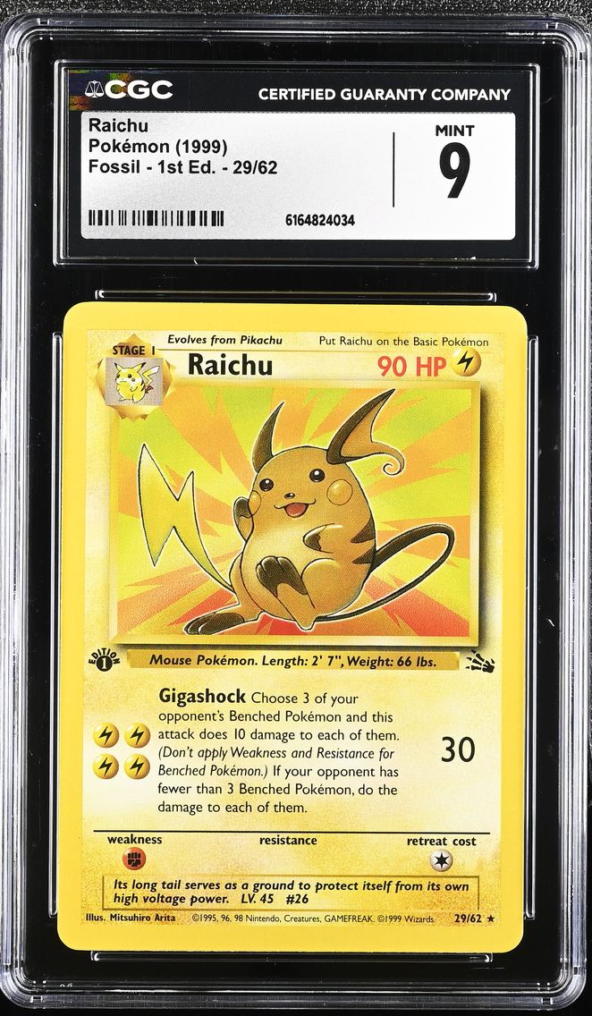 1999 #29 Raichu CGC 9 Fossil - 1st Edition - English