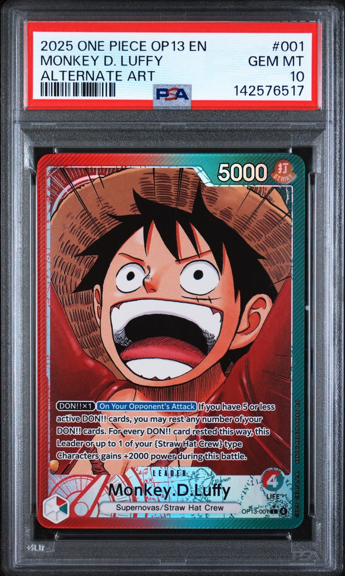 2025 #001 Monkey D. Luffy Alternate Art PSA 10 OP13-Carrying on His Will One Piece
