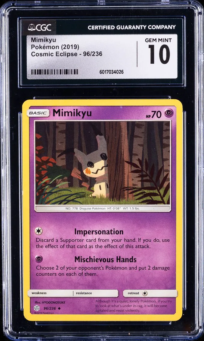 2019 #96 Mimikyu CGC 10 Sun & Moon Cosmic Eclipse Pokemon