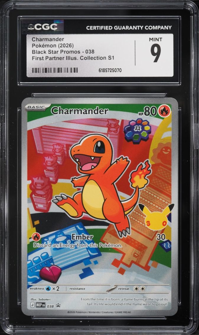 2026 #38 Charmander CGC 9 Pokemon Mega Evolution Promo First Partner Illustration Full Art
