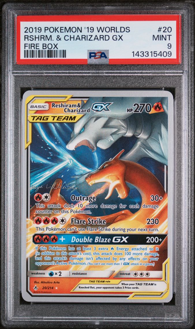2019 #20 Reshiram & Charizard GX PSA 9 2019 World Championships Deck: Fire Box Pokemon